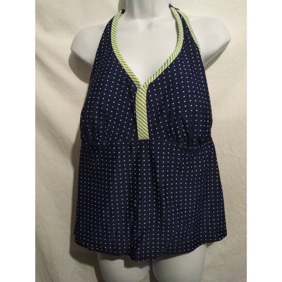 NWT Mossimo Size 22 W Navy Polka Dot Halter Tankini Top - Picture 1 of 8
